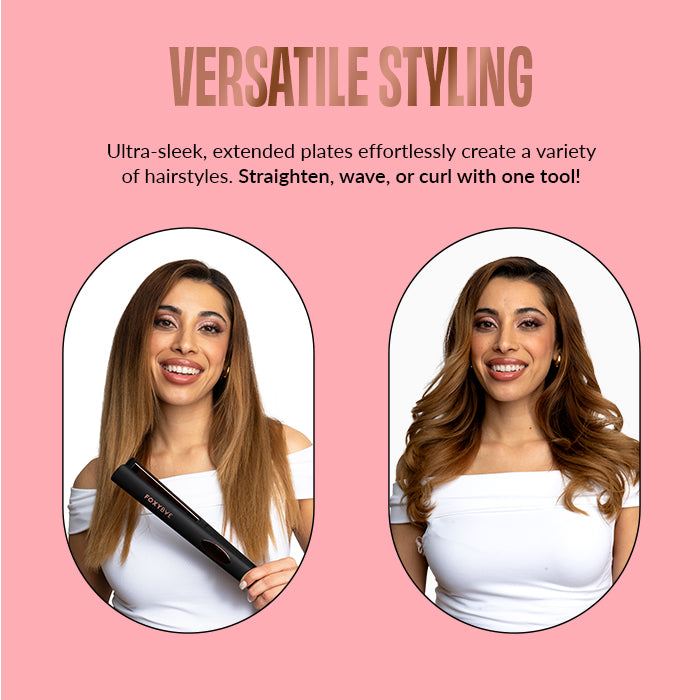 Rose Gold 1" Flat Iron Styling Infographic